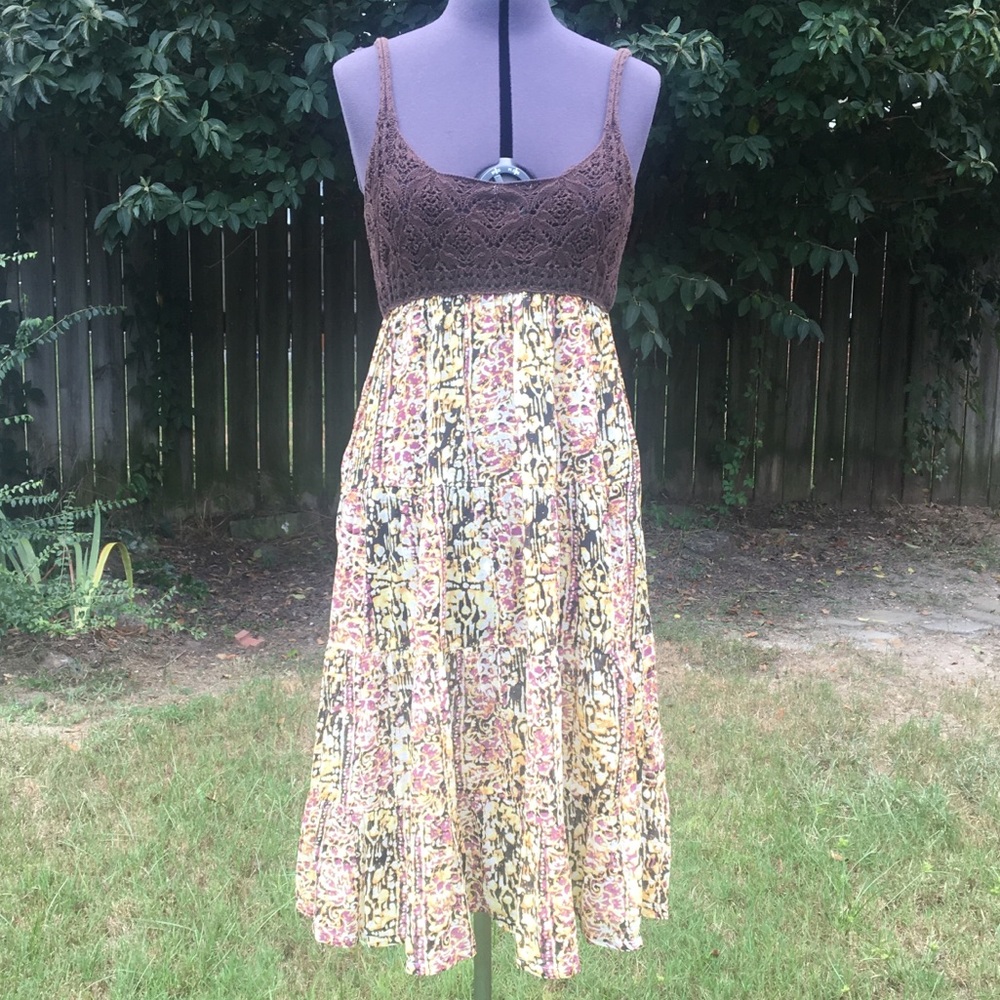 Free People crochet and batik dress